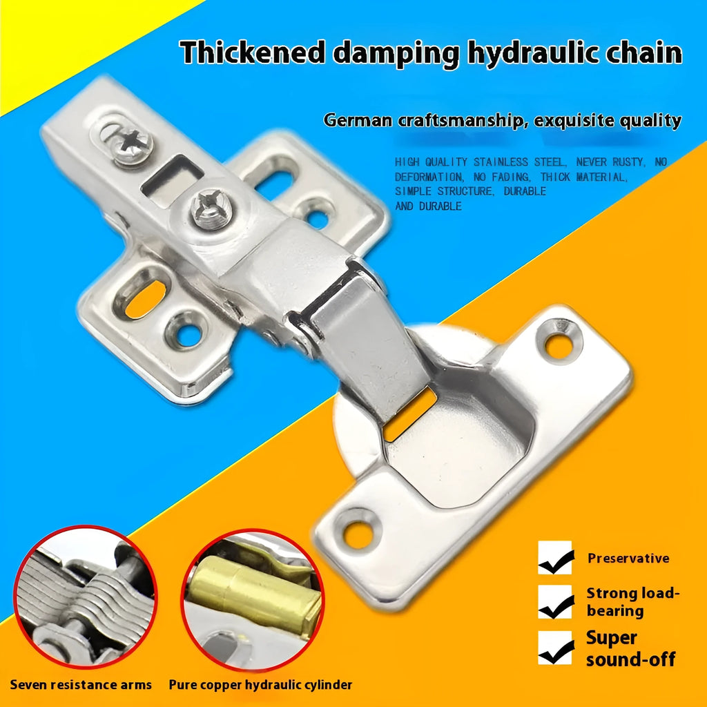 Nickel-plated hydraulic cabinet hinge with cold rolled steel construction and damping cushion mechanism