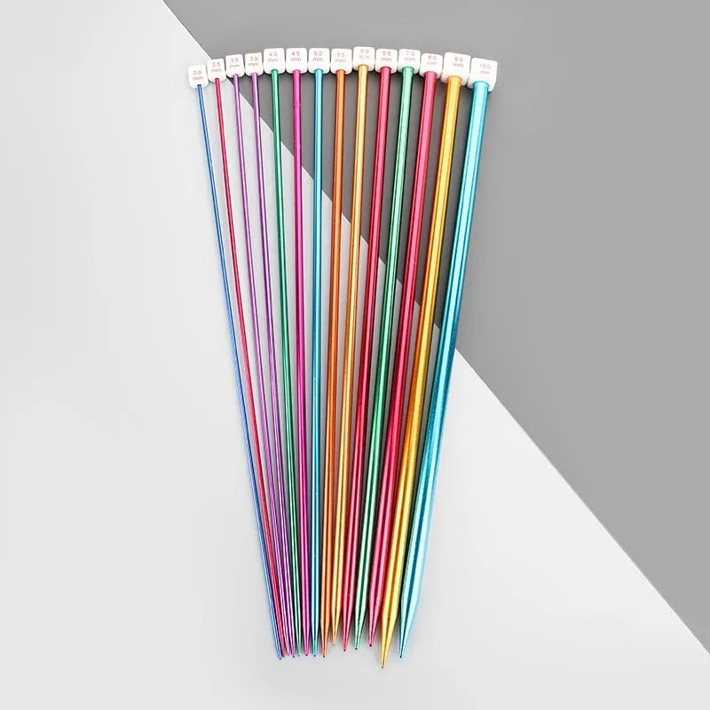 Set of lengthened crochet hooks in multiple sizes from 2.0mm to 10.0mm with protective end caps.