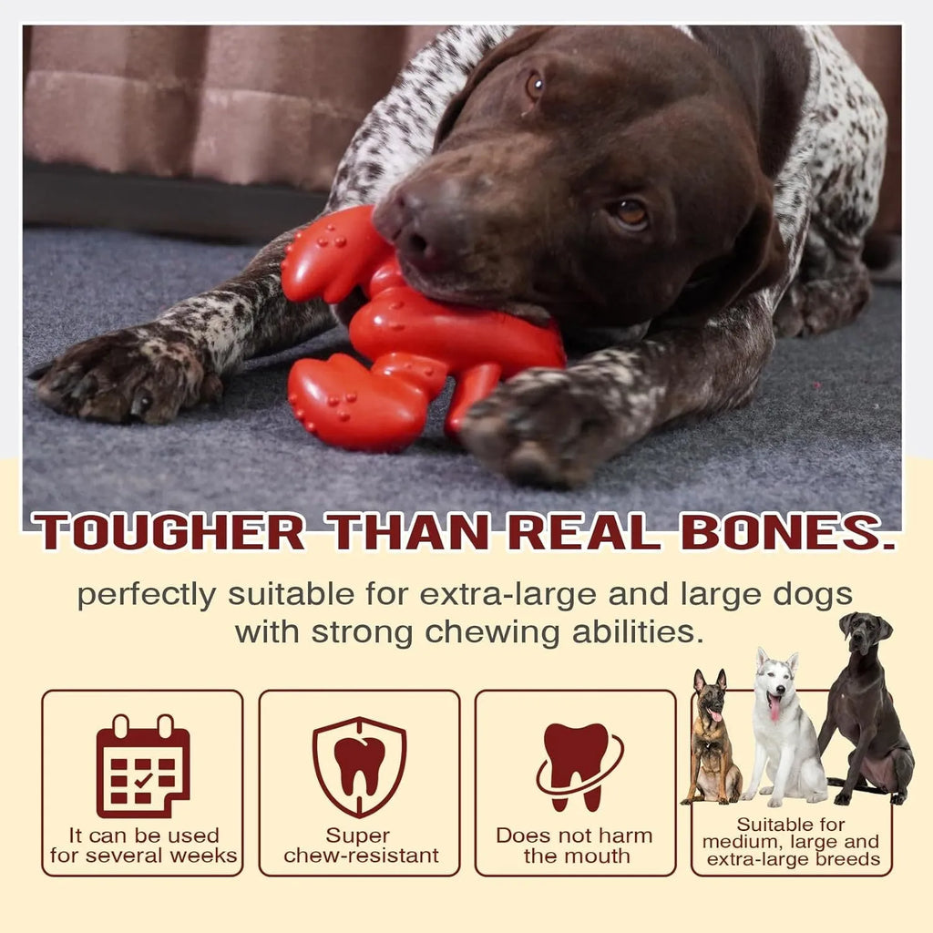 Red nylon chew toy for large breed dogs measuring 170mm long for aggressive chewers