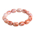 Natural cherry agate barrel bead bracelet with Ruyi design, 10x14mm beads on wrist