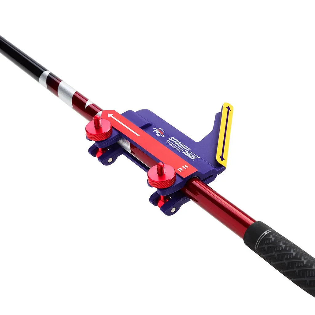 Plastic golf swing plane training simulator on practice surface