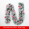 Christmas rattan garland with flocked finish in classic American style, shown in golden colour