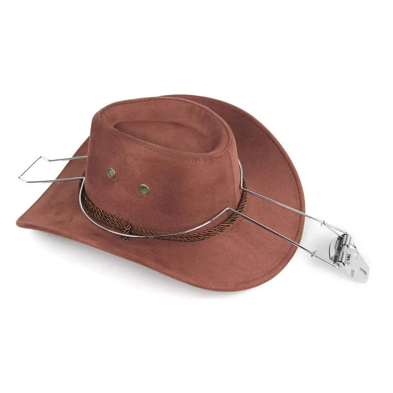 Brown metal coat and hat stand with chrome-plated finish for freestanding storage.
