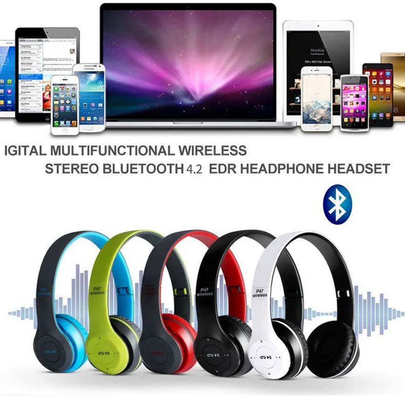 P47 wireless gaming headset in black with Bluetooth 4.1 stereo sound and 5-6 hour battery life