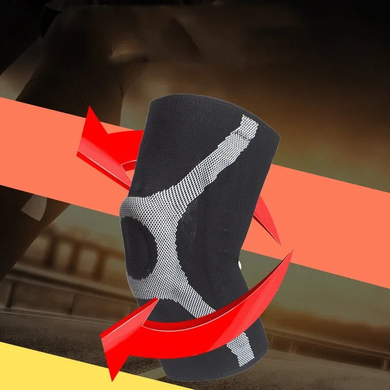 Red and grey silicone non-slip sports knee pads for running and climbing.