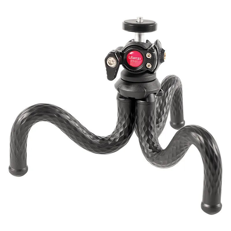 Black octopus-style mobile phone clip gimbal tripod set extended to 360mm with phone attached