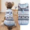 Acrylic knitted dog sweater with snowflake camouflage pattern for small breeds in blue colour