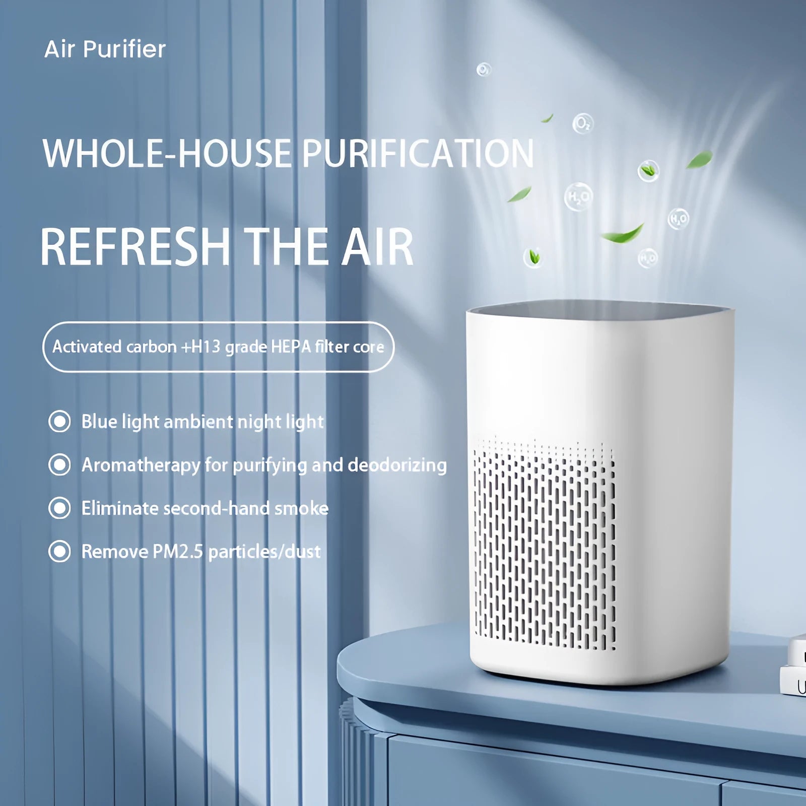 Desktop air purifier with USB power for rooms under 10 square metres