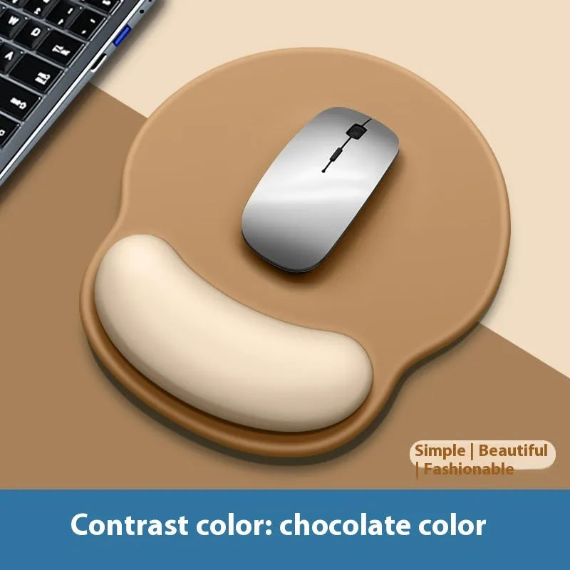 Silicone mouse mat with wrist support in various colour options showing 220mm x 250mm dimensions