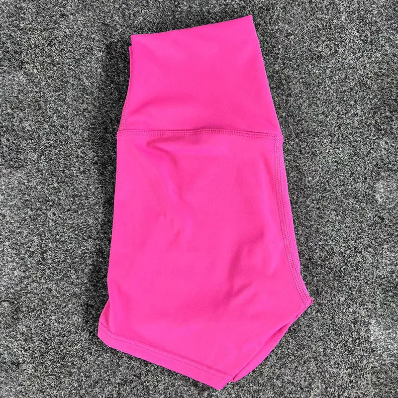 Ladies high waist yoga shorts in nylon fabric available in multiple colours