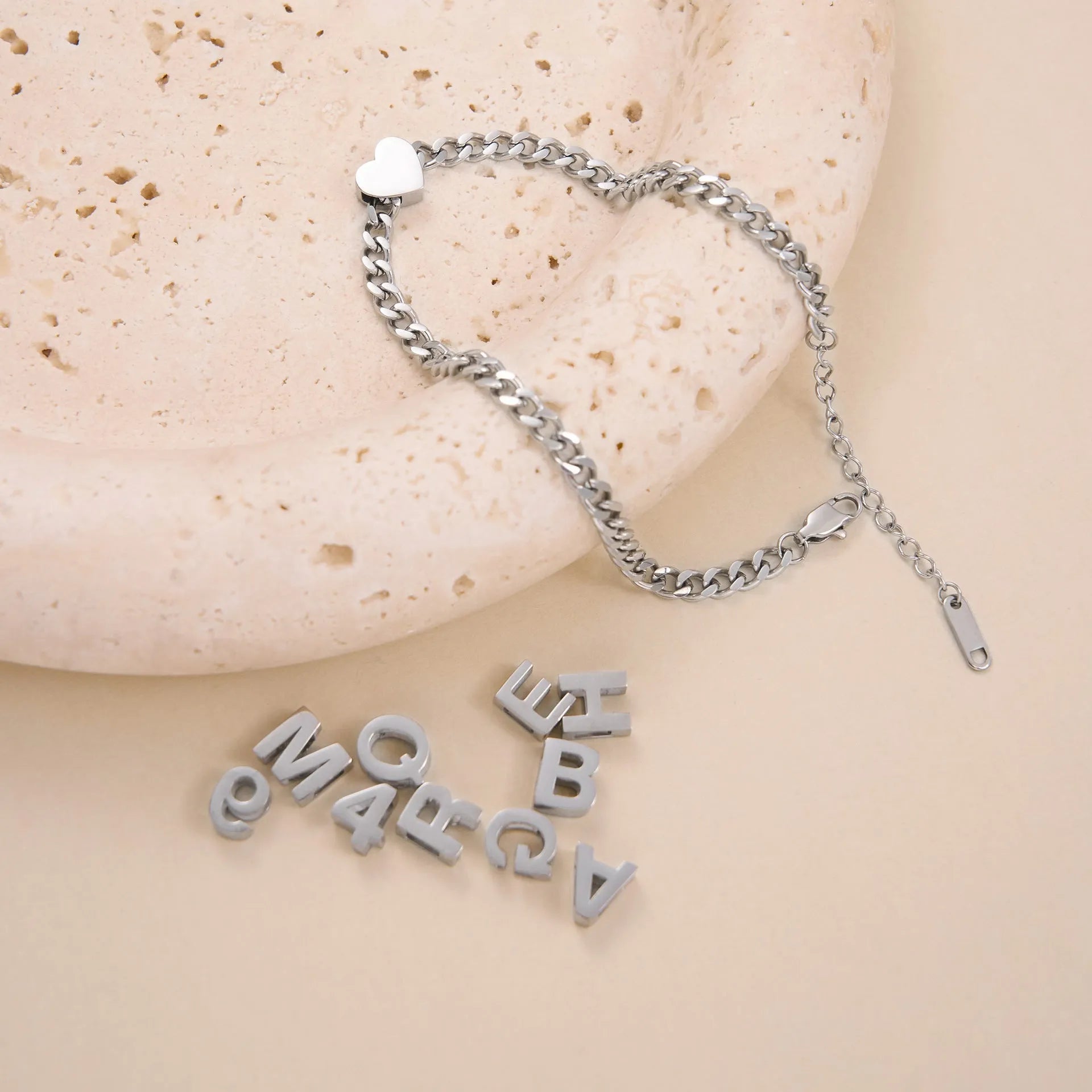 Titanium steel personalised necklace with letter pendant on 40.5cm chain in gold electroplated finish