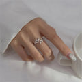 Women's geometric leaf branch ring in electroplated copper with silver or gold finish options