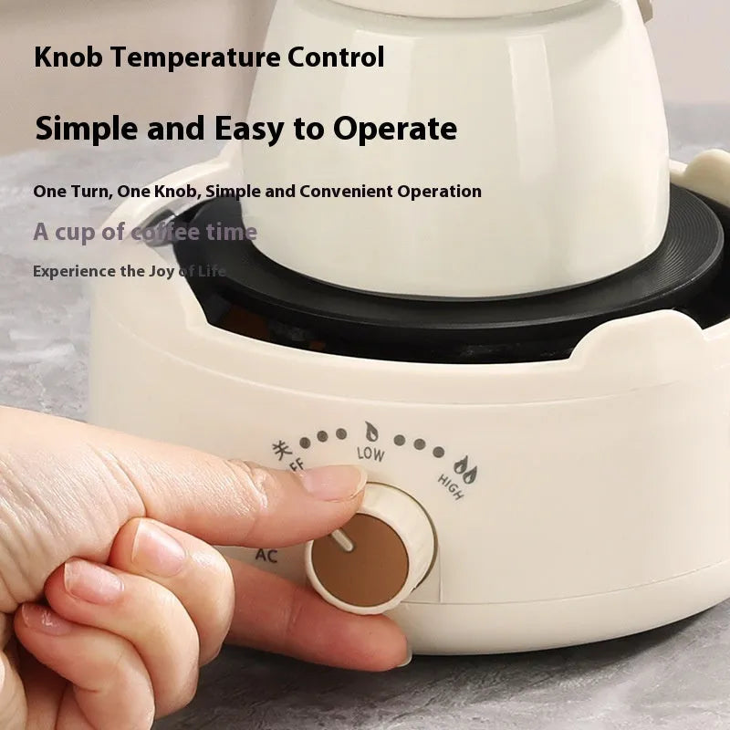 700W electric ceramic stove heating base in beige with black border and knob control