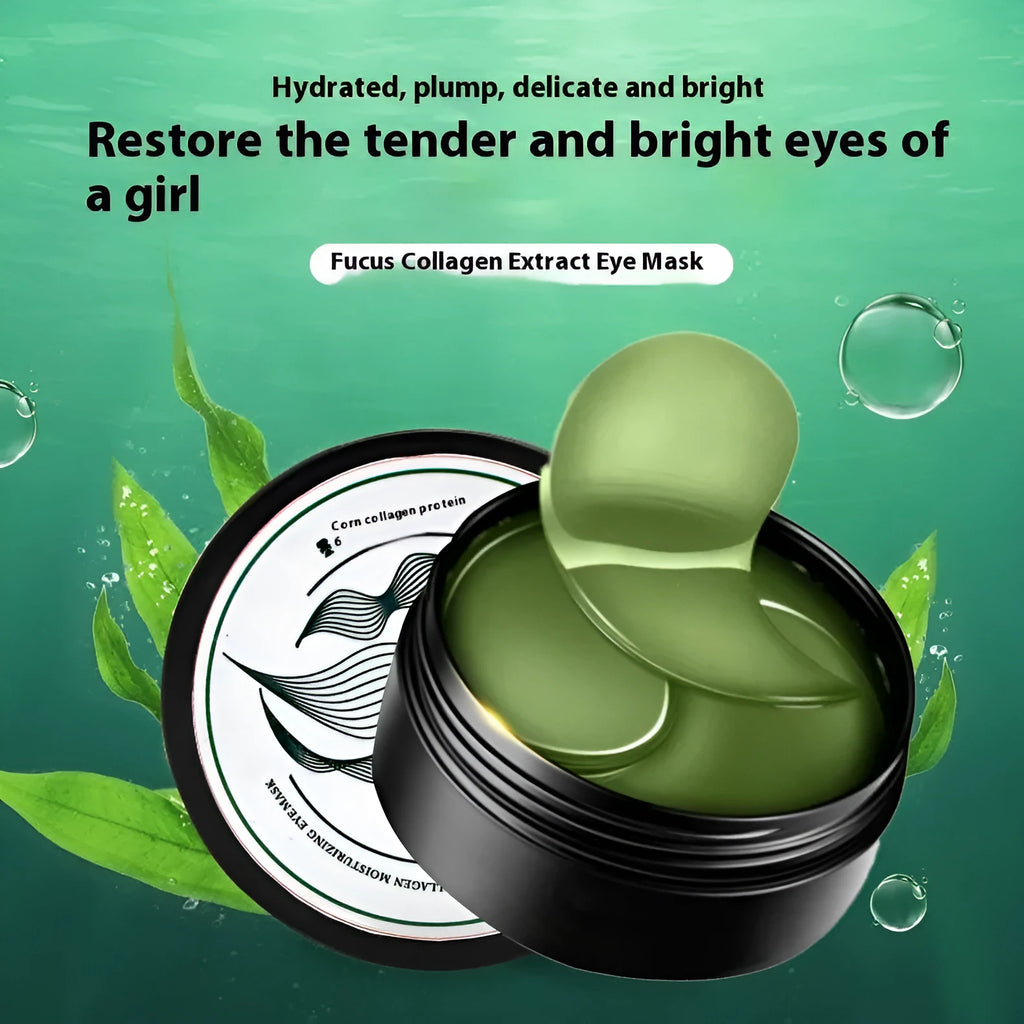 Pack of 60 green seaweed extract and sodium hyaluronate sheet eye masks for moisturising.