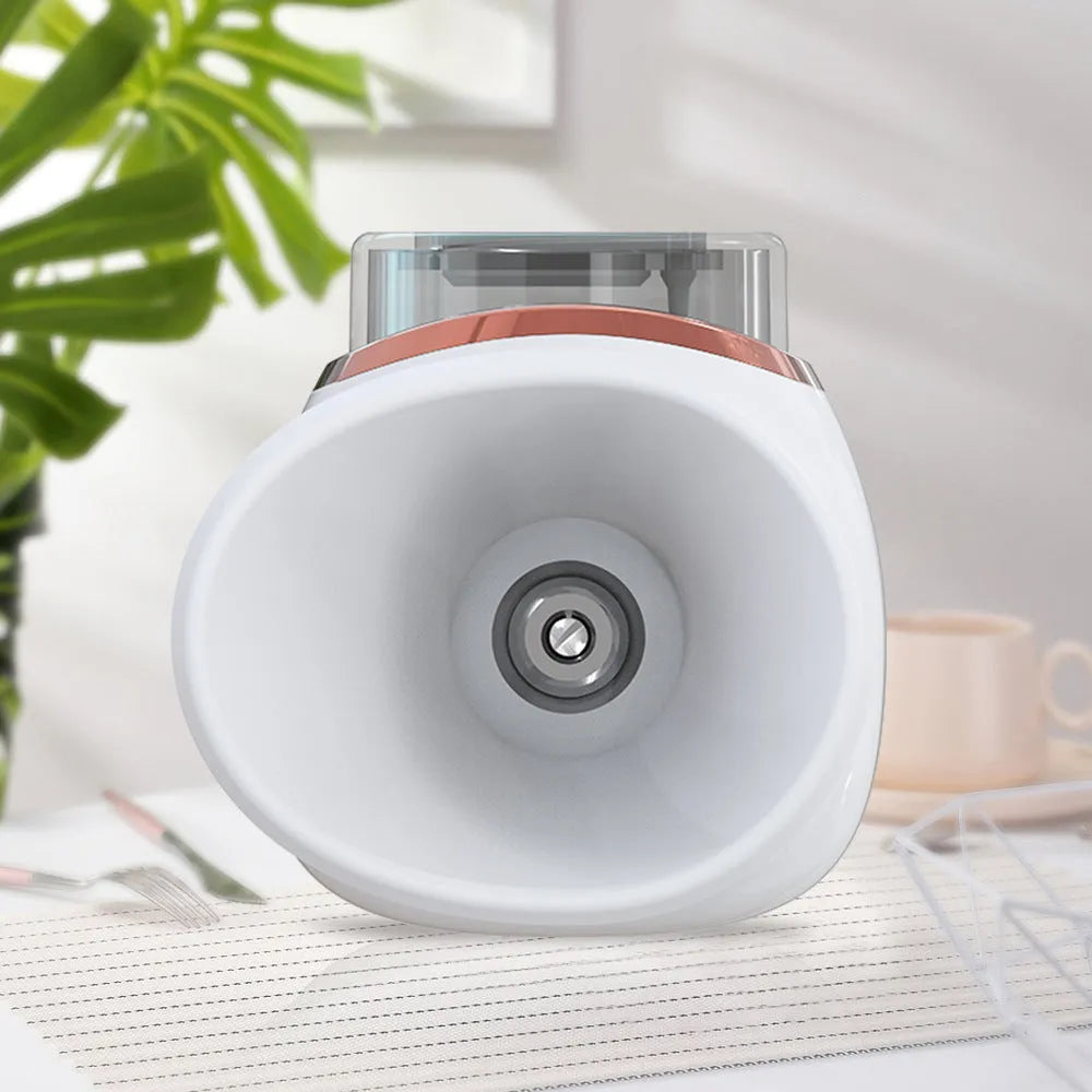 White and purple household eye humidifier moisturising instrument with rechargeable lithium battery.