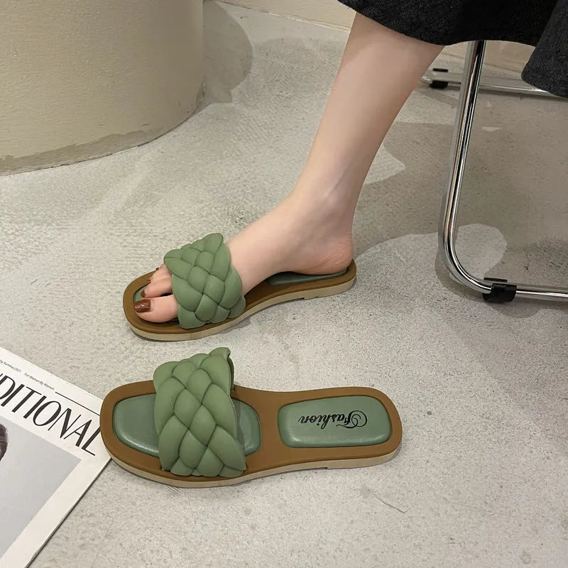 Women's plaid pattern PVC beach sandals with thick anti-skid soles in multiple colour options