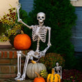 90cm tall plastic Halloween skeleton decoration with movable joints.