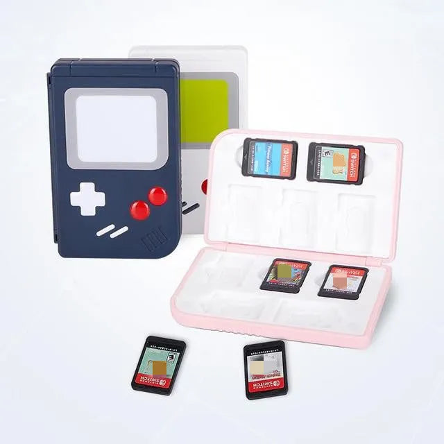Nintendo Switch game card storage case in blue colour showing compact design