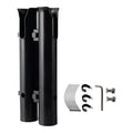Carbon fibre fishing rod rack with double-layer plastic cradle mounted on bicycle handlebars