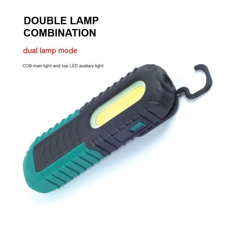 Black and green USB rechargeable auto repair work light with PET coated ABS casing