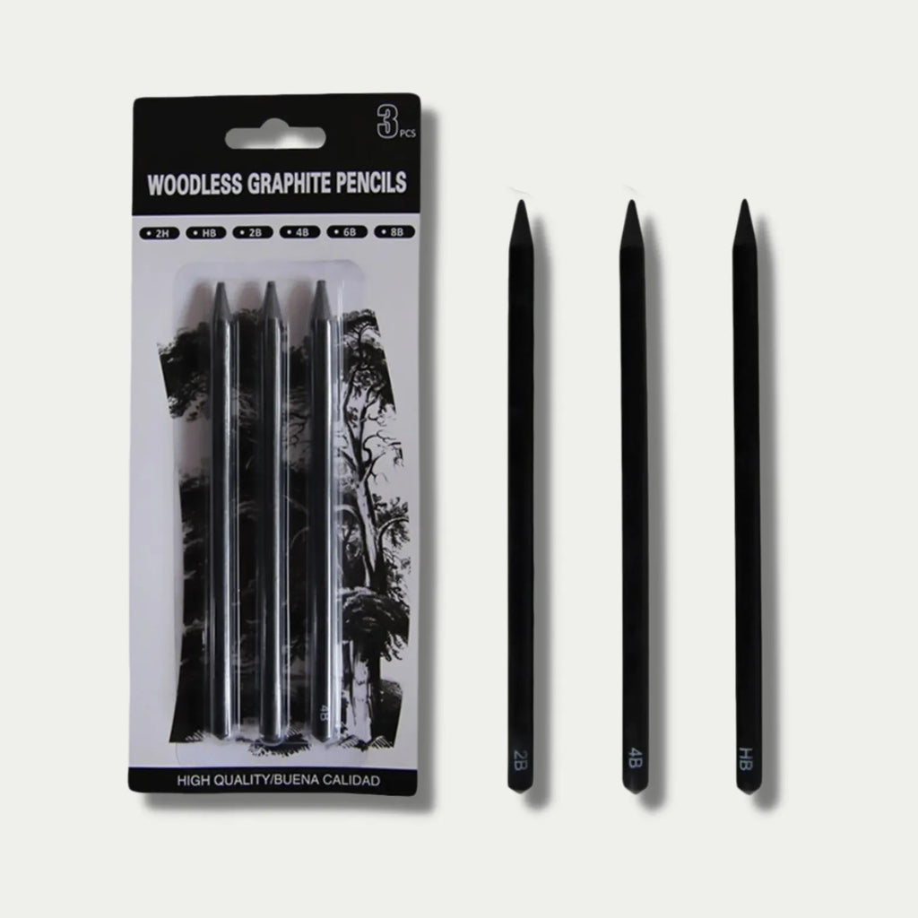 Wood-free graphite sketching pencils set with six different grade markings