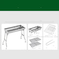Stainless steel folding barbecue oven with cooking grill, shown in natural metallic colour.