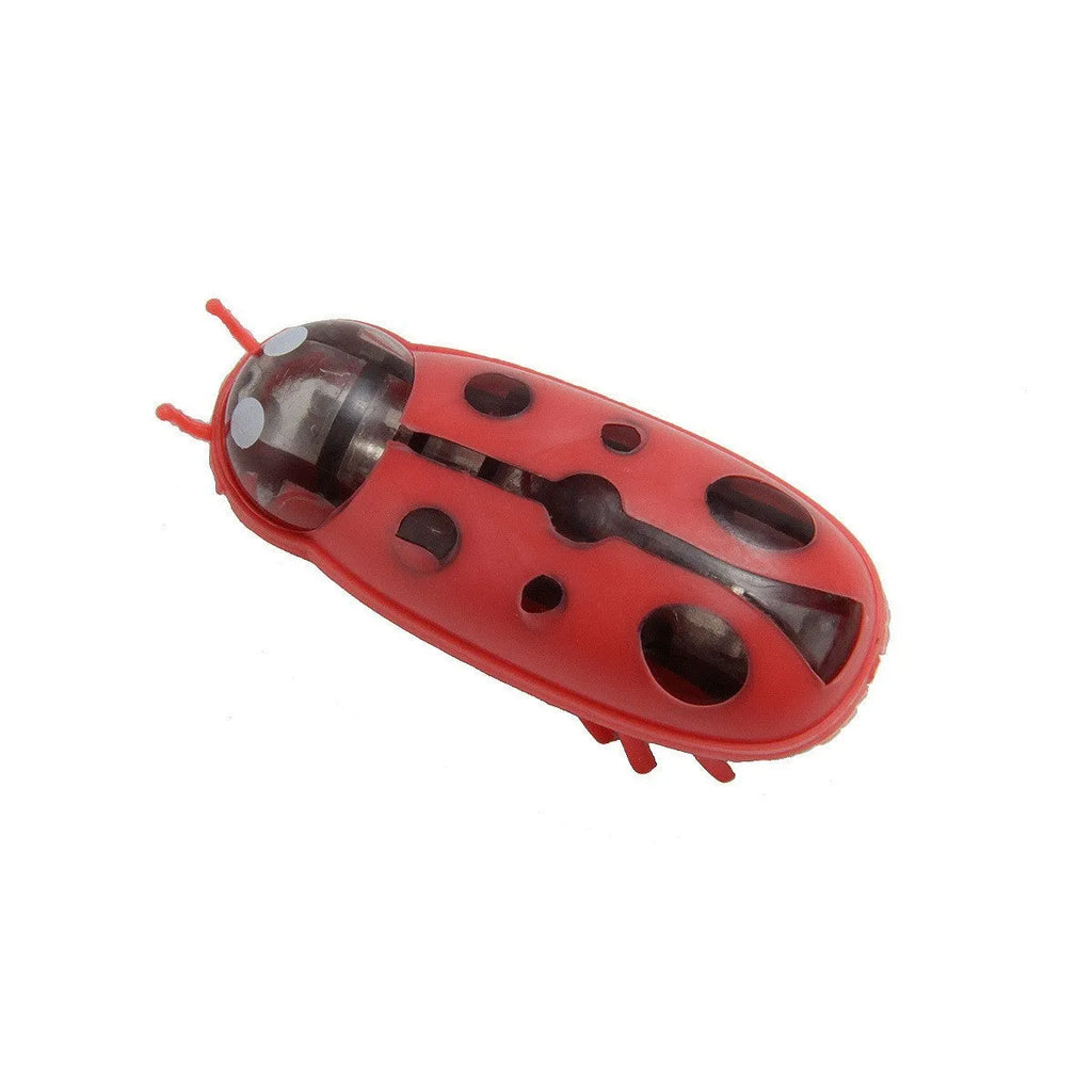 Electric cat teaser toy showing ladybug and iron cow style options with plastic construction measuring 4.5cm long