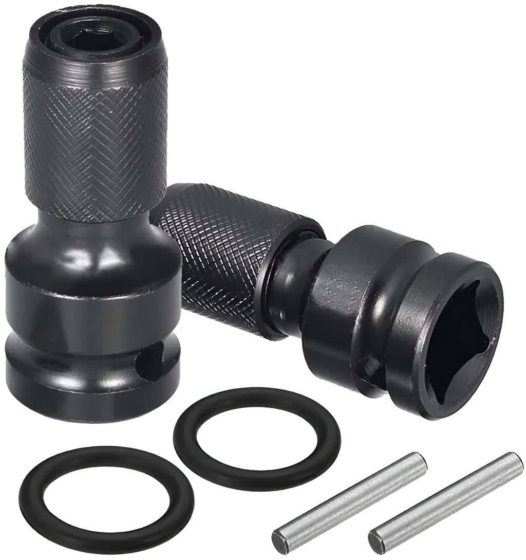 Steel telescopic bit holder adapter for converting square wrench drives to hexagonal handles