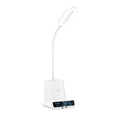 Modern minimalist desk lamp with integrated wireless charging pad and pen storage box