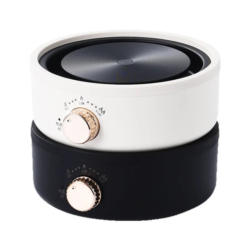 700W electric ceramic stove heating base in beige with black border and knob control