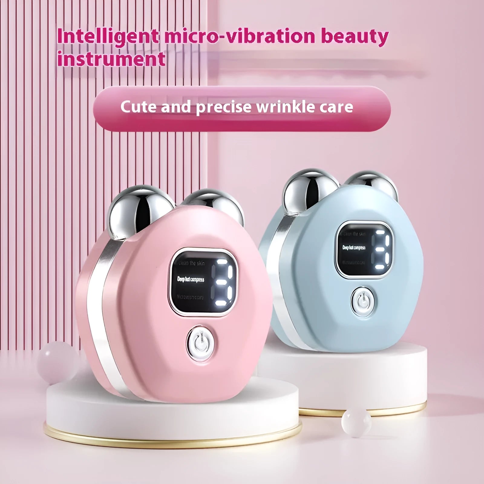 Portable white hot compress micro current massage instrument with double roller head
