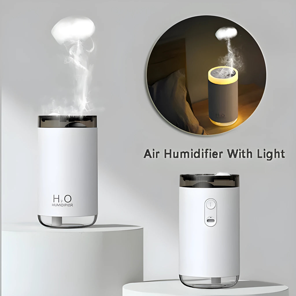 Jellyfish-shaped USB humidifier with warm night light in white, pink, or blue colours