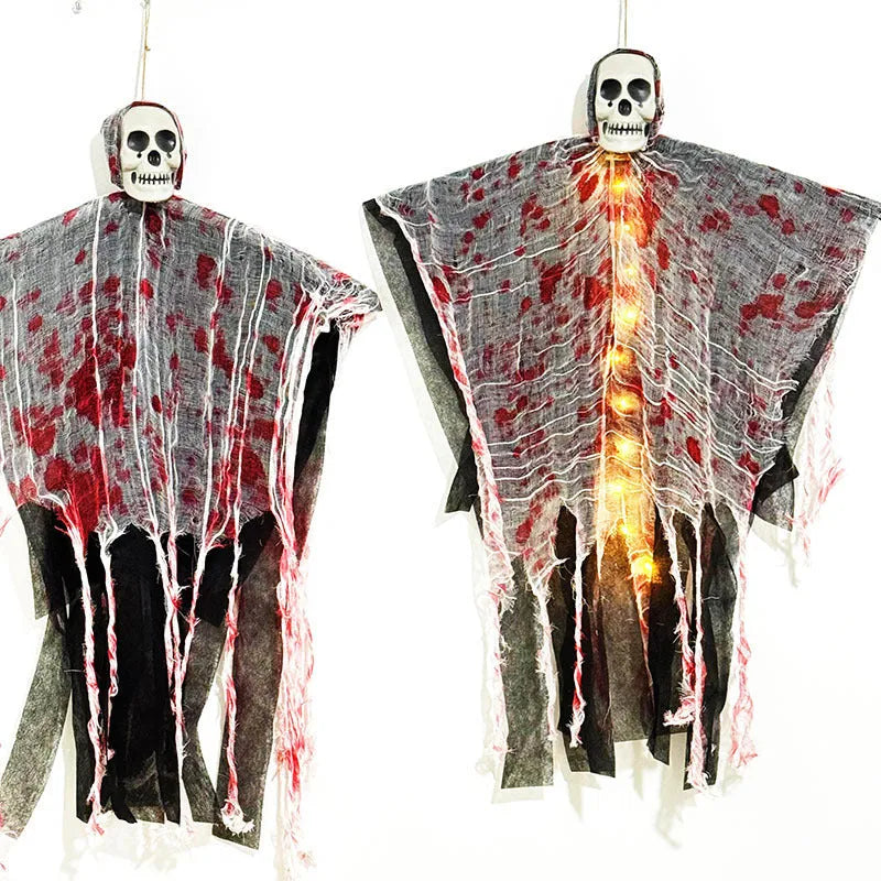 Blood-dyed luminous plastic skull hanging ghost Halloween ornament