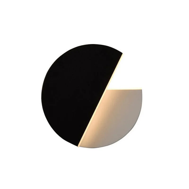 Rotating round LED wall light with warm light, 220mm diameter, wrought iron acrylic, black white finish