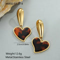Gold-plated women's earrings with tortoiseshell resin hawksbill colour in heart and floral geometric designs
