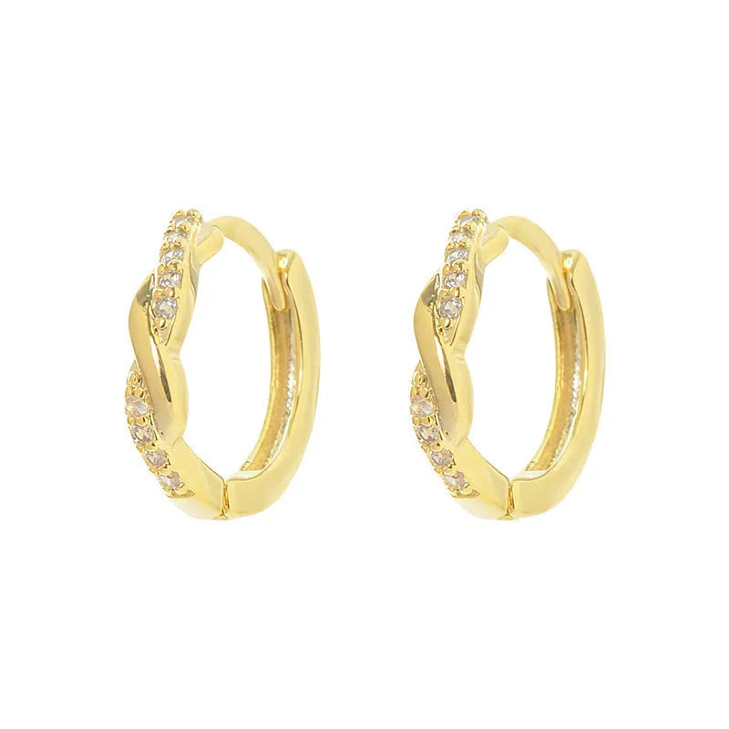 Women's geometric hemp rope earrings in gold and silver colours with diamond-cut copper finish