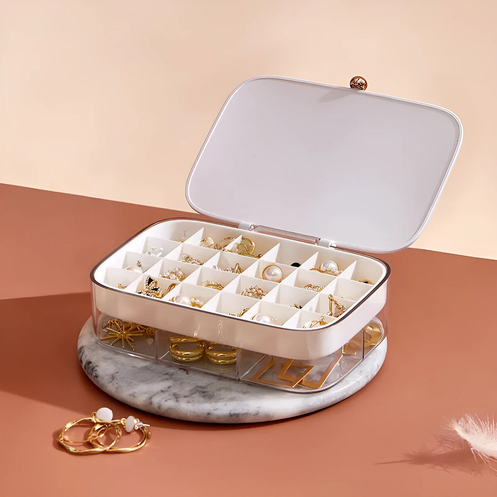 Multi-layer jewellery storage box in green with modern minimalist design