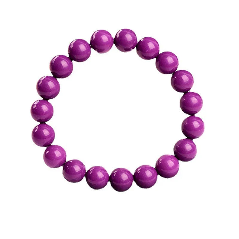 Jiuya polished crystal purple mica bracelet showing single ring design with precise bead sizing