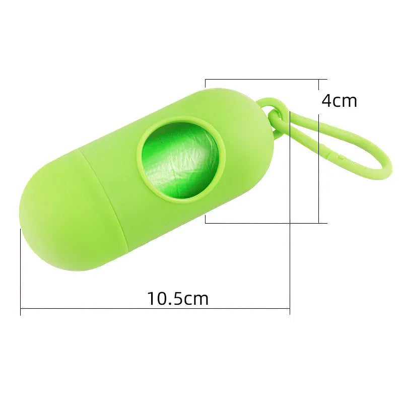 Small black dog waste bag holder with Velcro strap and metal side hook