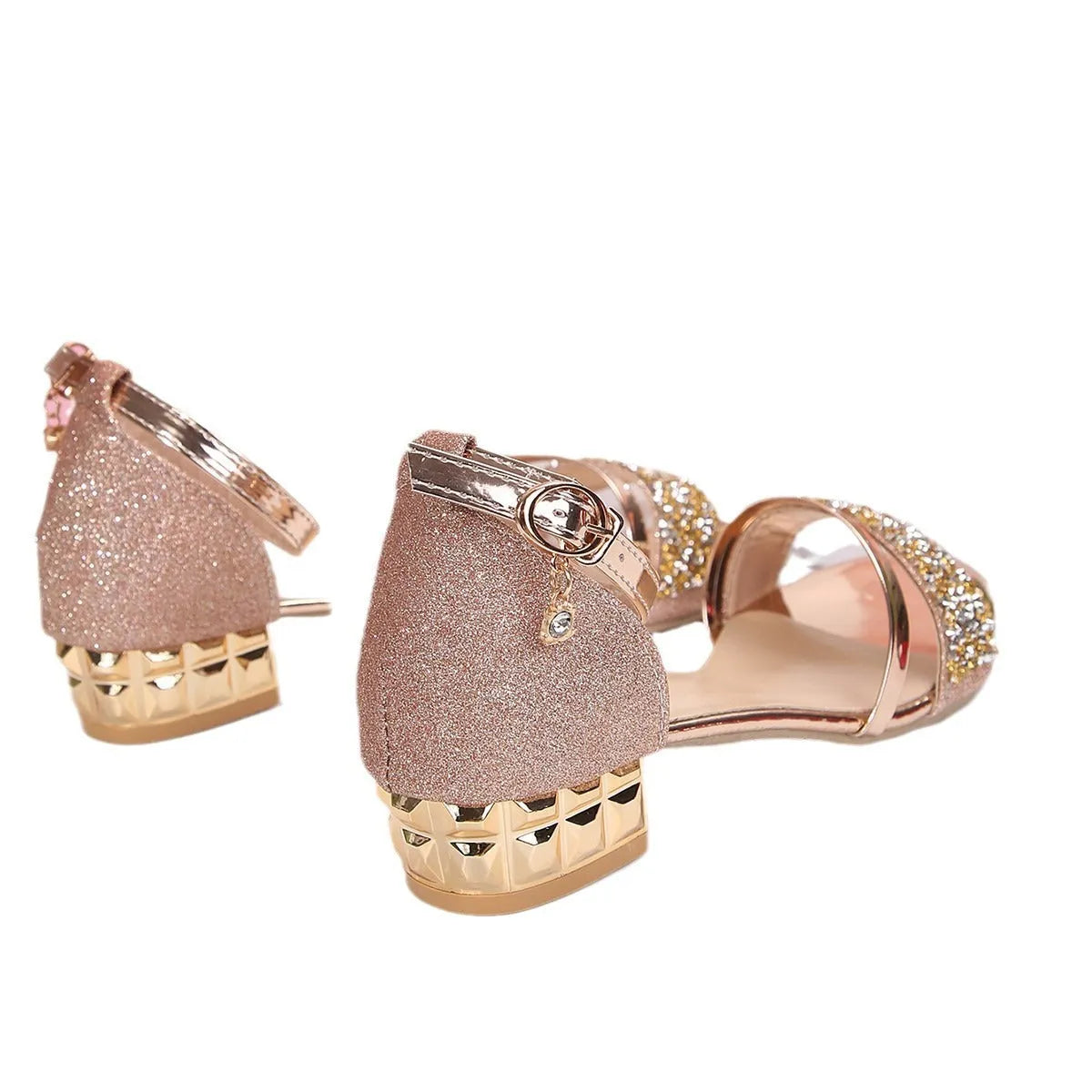 Women's plus size Roman style sandals with rhinestone details and exposed fish mouth toe design