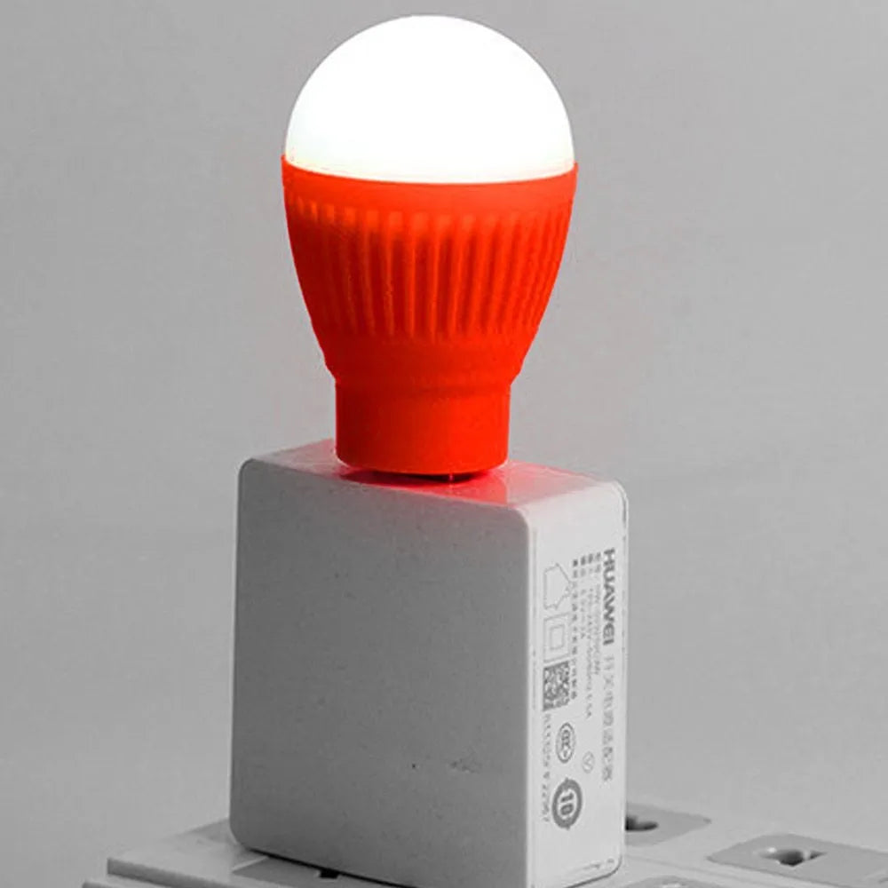 Mini USB LED lamp portable night light in black with USB cable, showing compact design for travel use