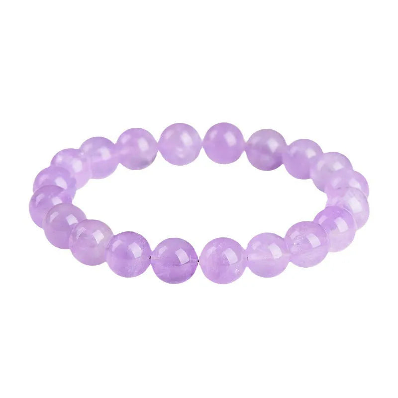 Lavender amethyst water ripple bracelet with round beads in various sizes from 6mm to 17.8mm