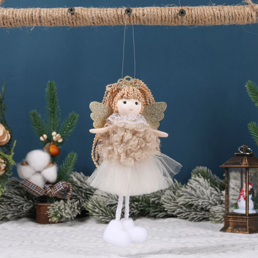 Christmas angel girl cloth fabric pendant hair accessory for high ponytails in white, pink or khaki colour