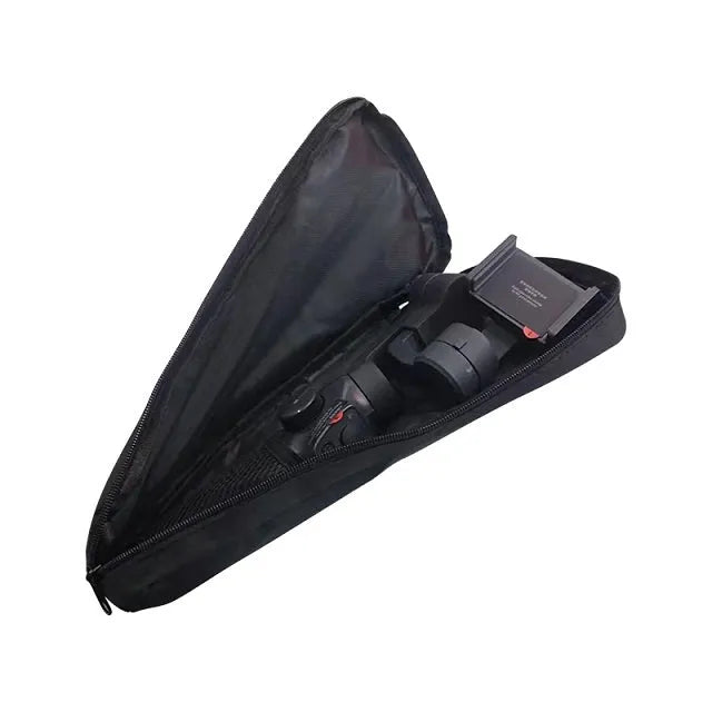 Black cloth mobile phone stabilizer accessories storage bag for organised accessory transport
