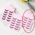 Five pairs of manga style false eyelashes with natural wispy design for anime cosplay and Korean makeup applications
