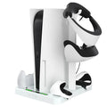 PS5 PSVR2 multifunctional cooling pad base with game disc and helmet storage rack in ABS material