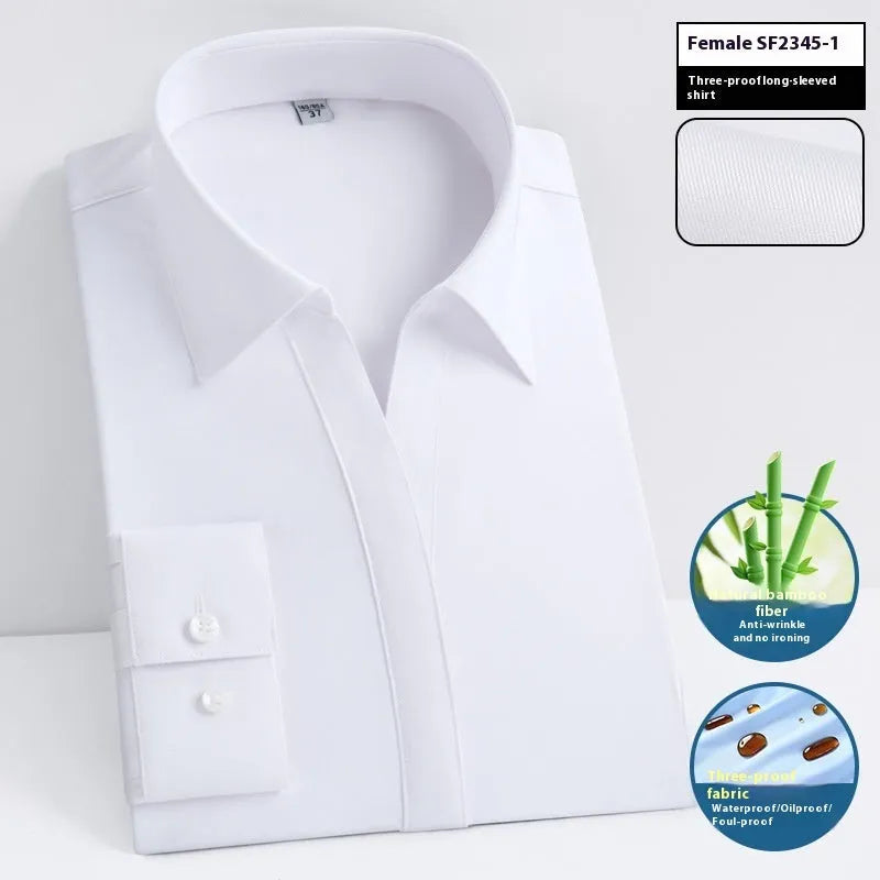 Men's slim fit bamboo fibre business shirt with square collar and long sleeves in solid colour