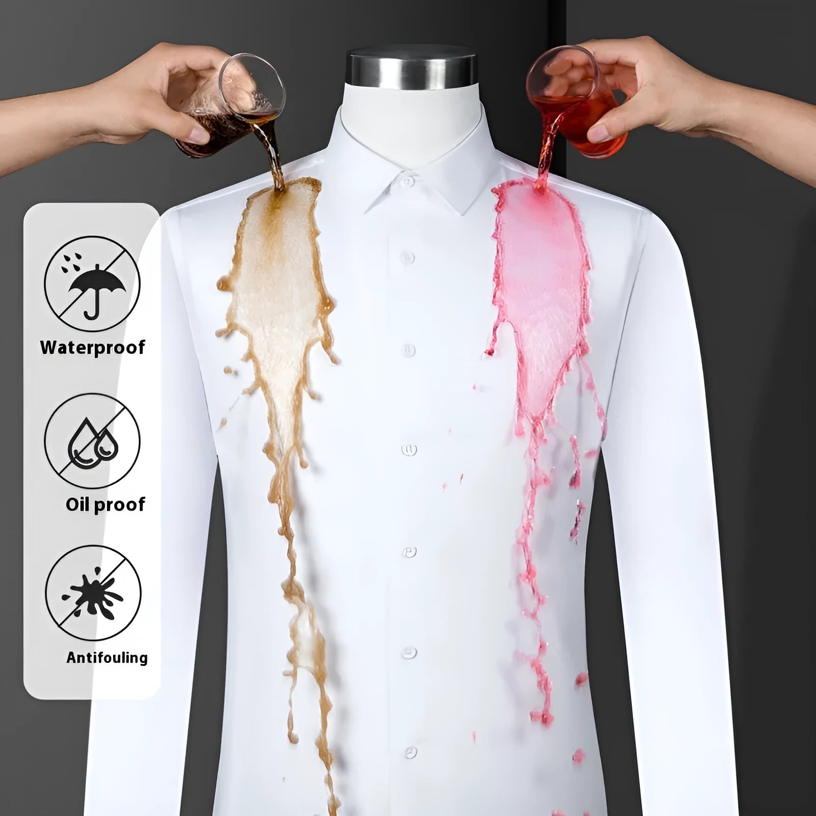 Men's slim fit bamboo fibre business shirt with square collar and long sleeves in solid colour