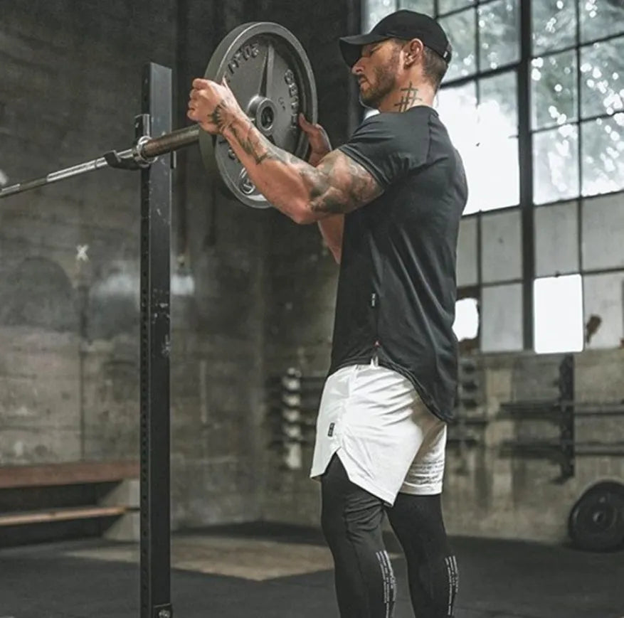 Mens plain cotton blend gym shirt in army green colour with optional letter print design for fitness workouts