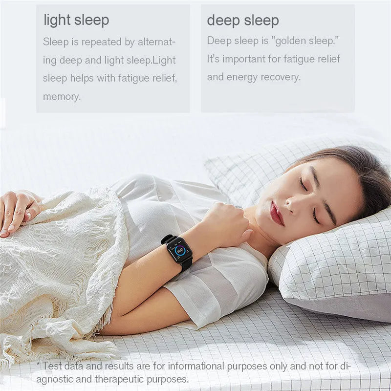 Black waterproof smart bracelet with 1.4-inch colour screen and silicone strap on a wrist